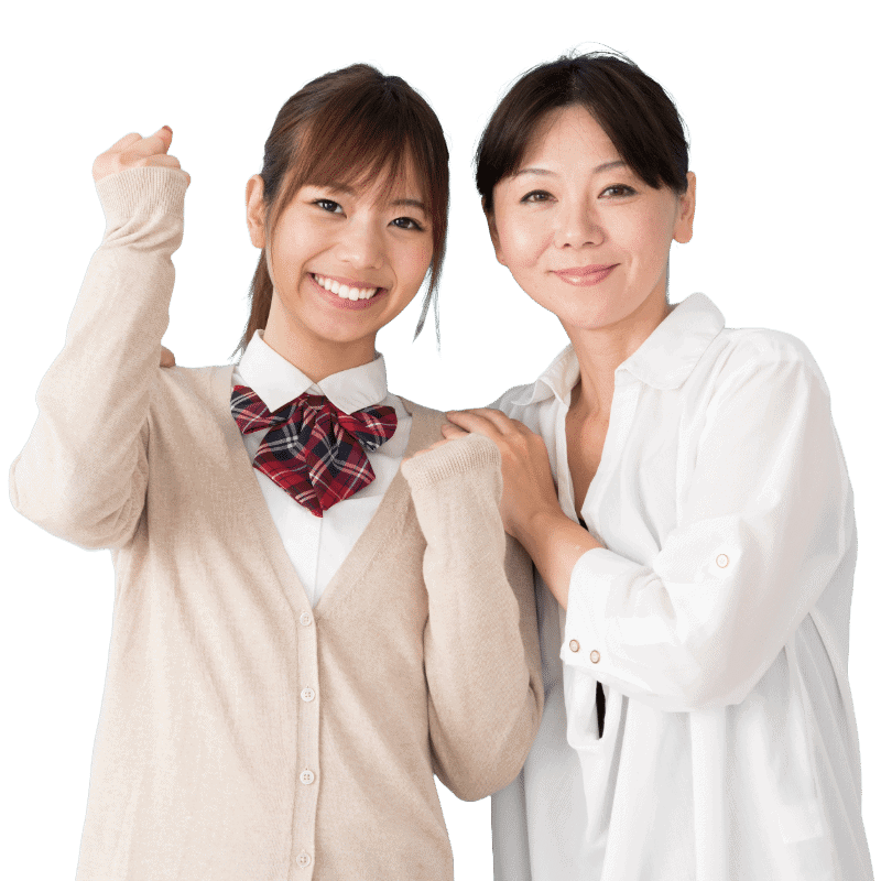 喜ぶ親子